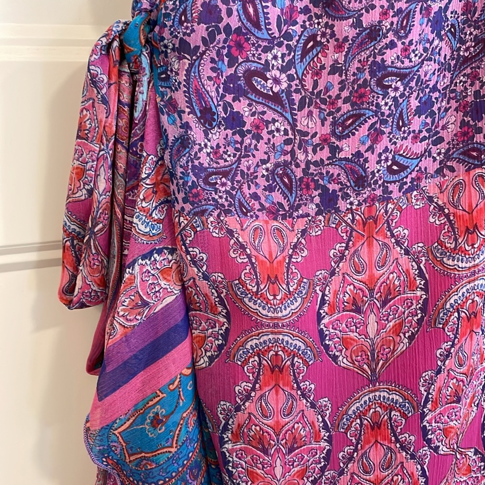 Gianni Bini x DANNIJO Wrap Dress Isabella Printed V-Neck Ruffle Chiffon S - Picture 6 of 15
